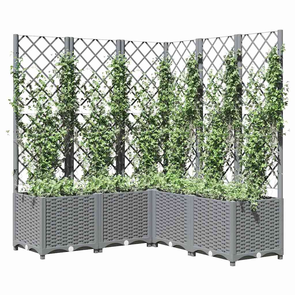 Plantekasse med espalier lysegrå 120x120x136 cm PP