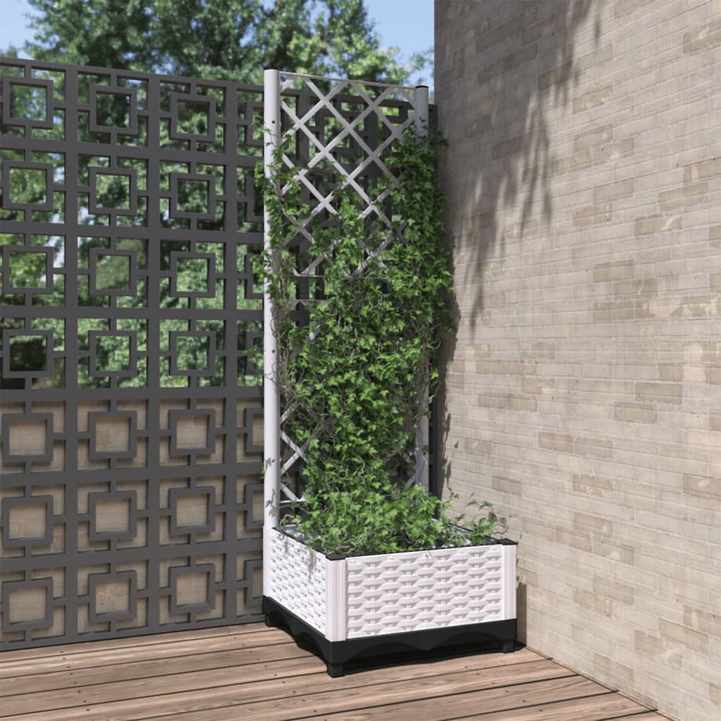 Plantekasse med espalier hvit 40x40x121,5 cm PP