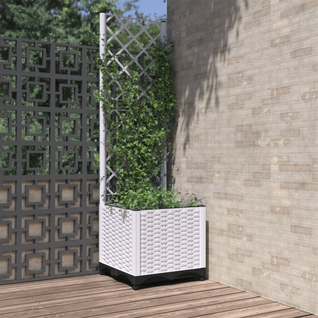 Plantekasse med espalier hvit 40x40x136 cm PP