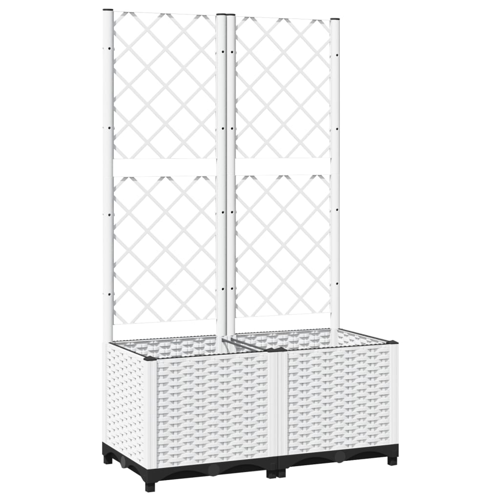 Plantekasse med espalier hvit 80x40x136 cm PP