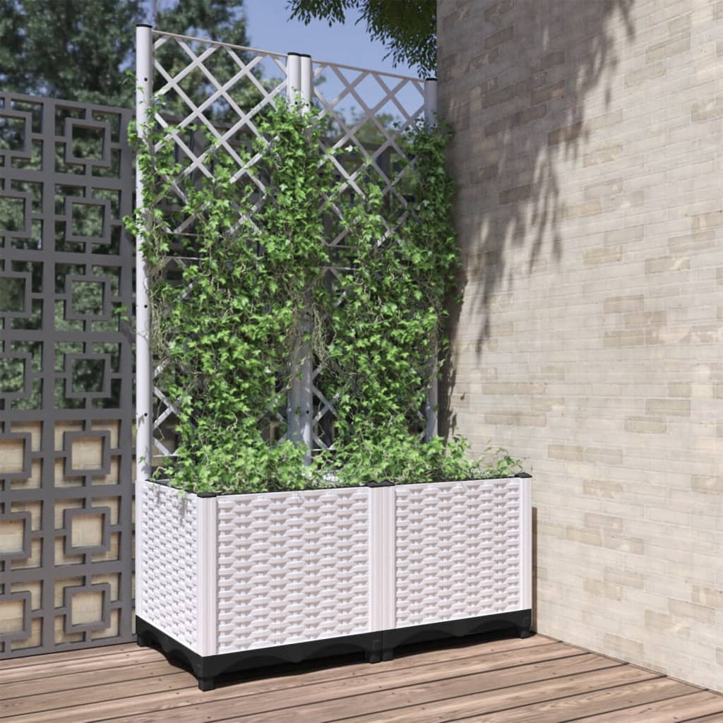 Plantekasse med espalier hvit 80x40x136 cm PP