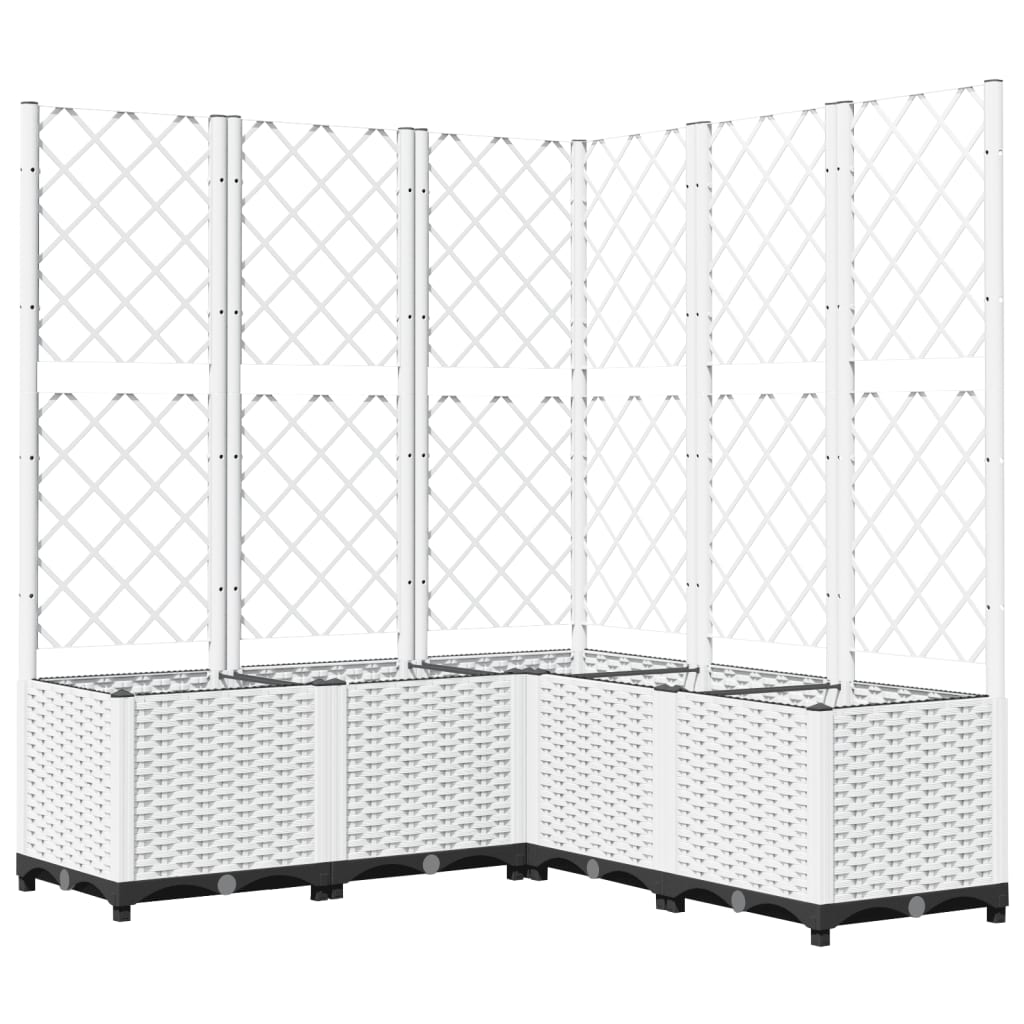 Plantekasse med espalier hvit 120x120x136 cm PP