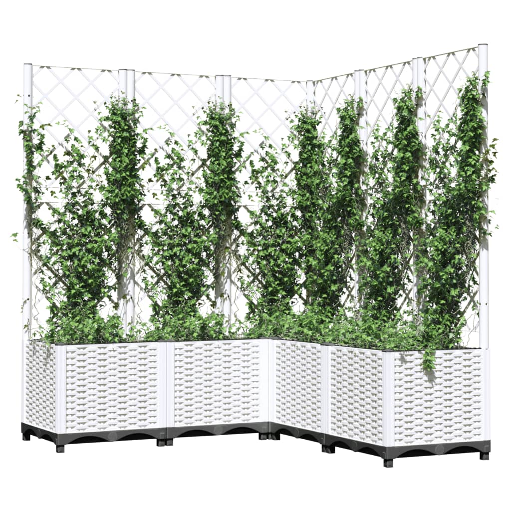 Plantekasse med espalier hvit 120x120x136 cm PP