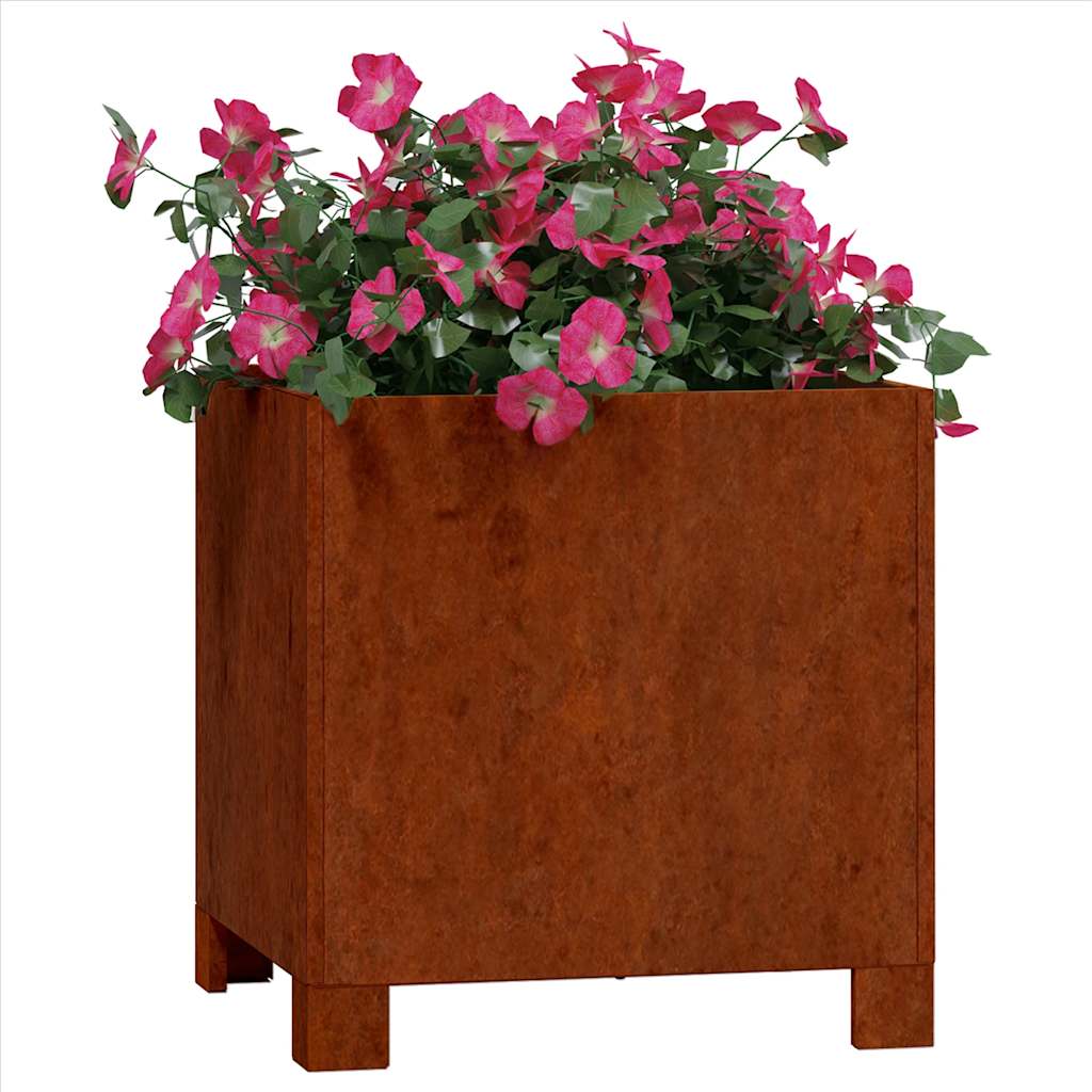 Plantekasser med ben 2 stk rust 30x30x30 cm cortenstål