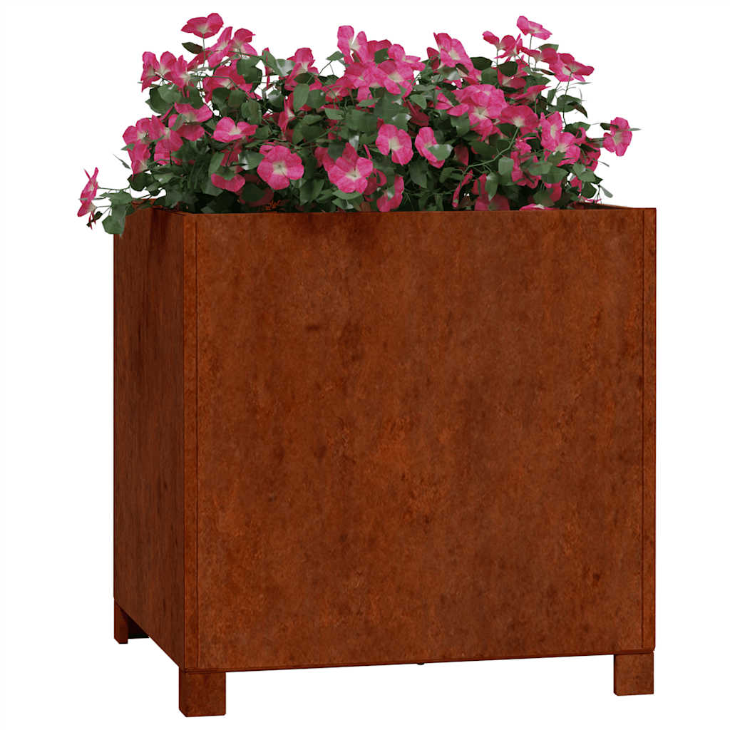 Plantekasser med ben 2 stk rust 50x50x50 cm cortenstål
