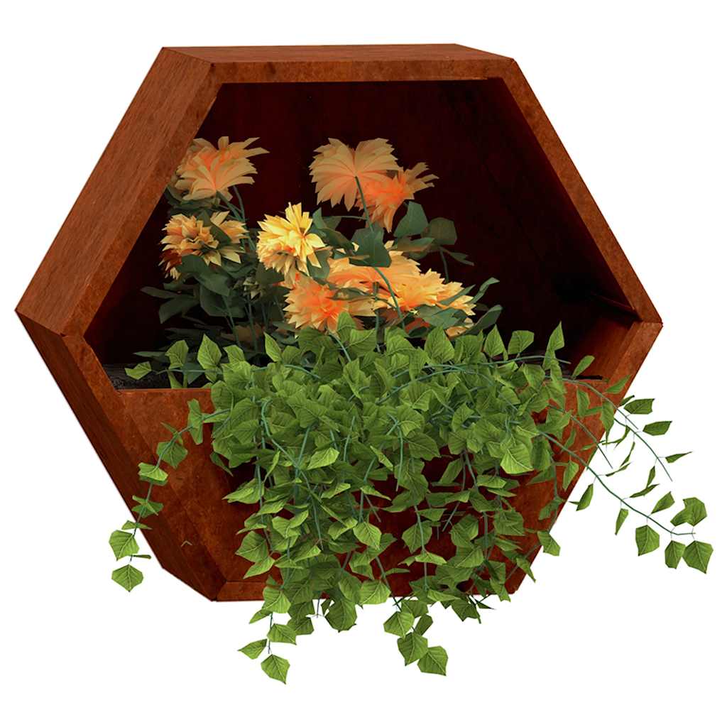 Vegghengte plantekasser 2 stk rust 46x10x40 cm cortenstål