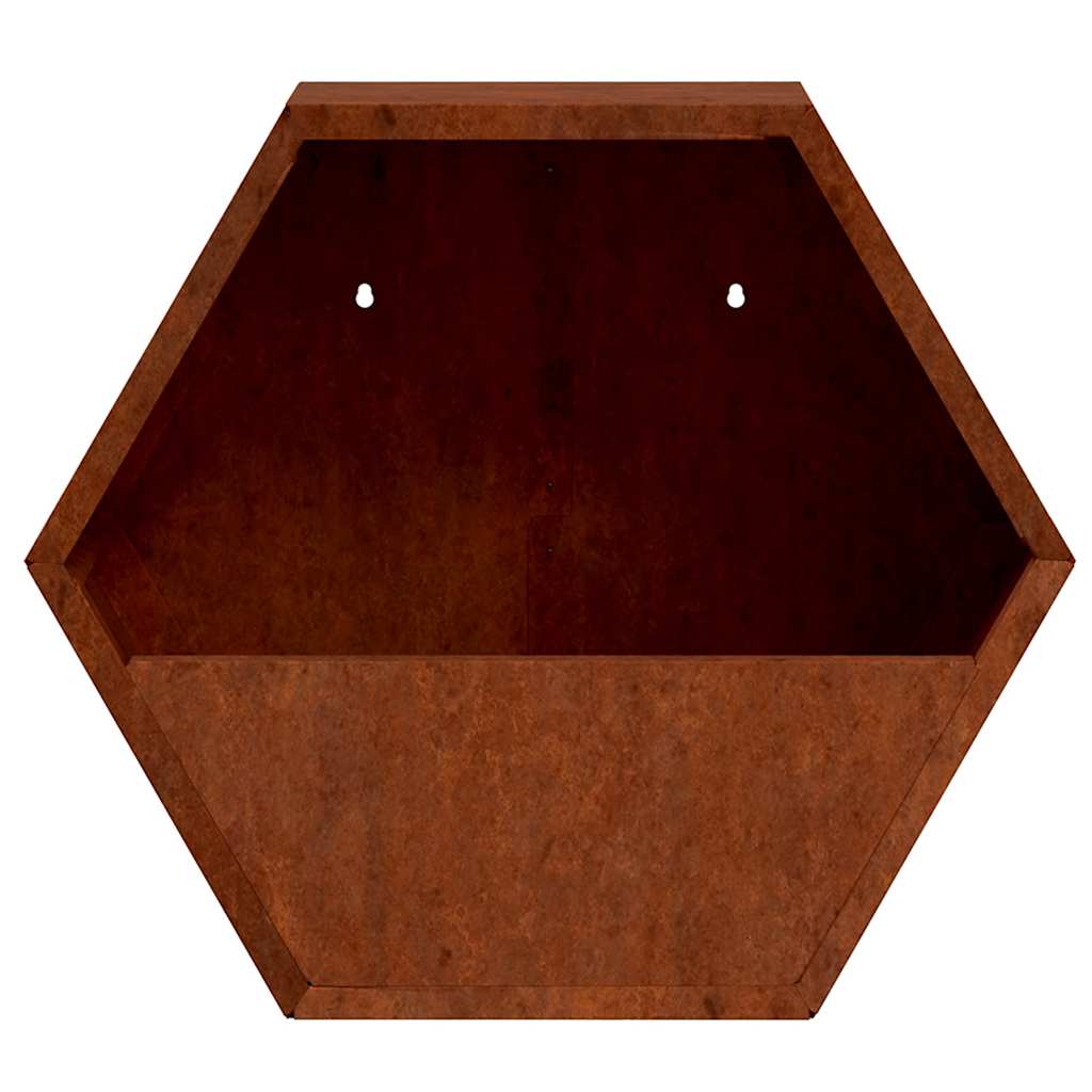 Vegghengte plantekasser 2 stk rust 46x10x40 cm cortenstål