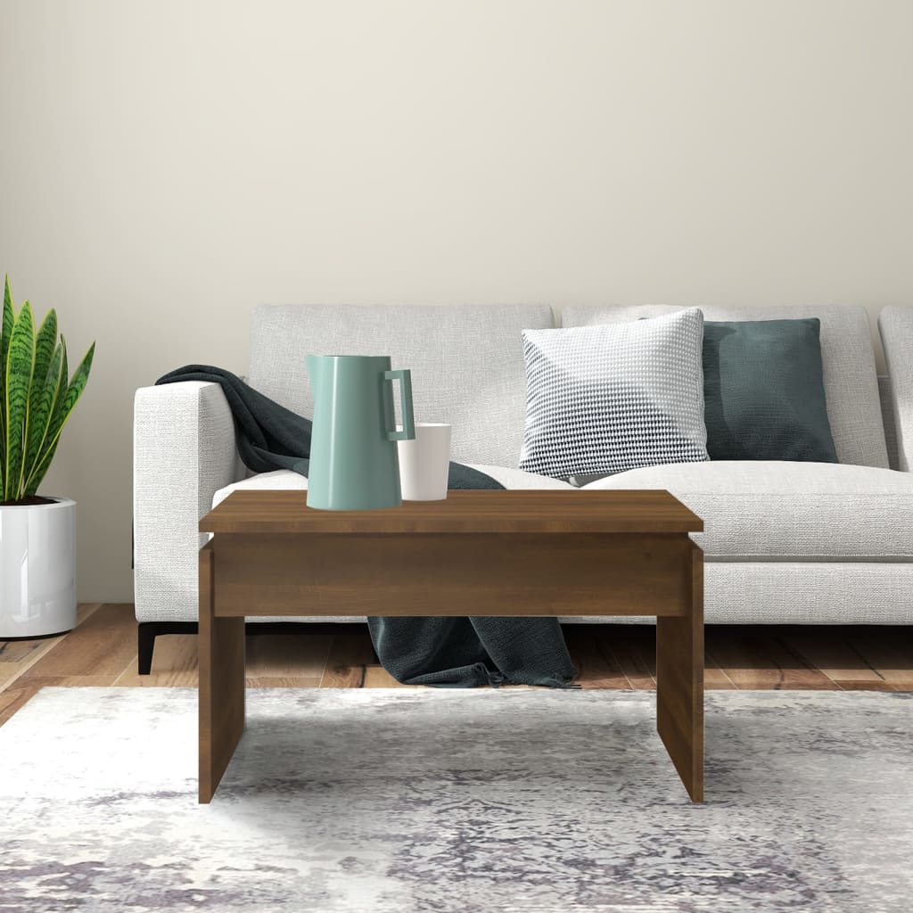 Salongbord brun eik 68x50x38 cm konstruert tre