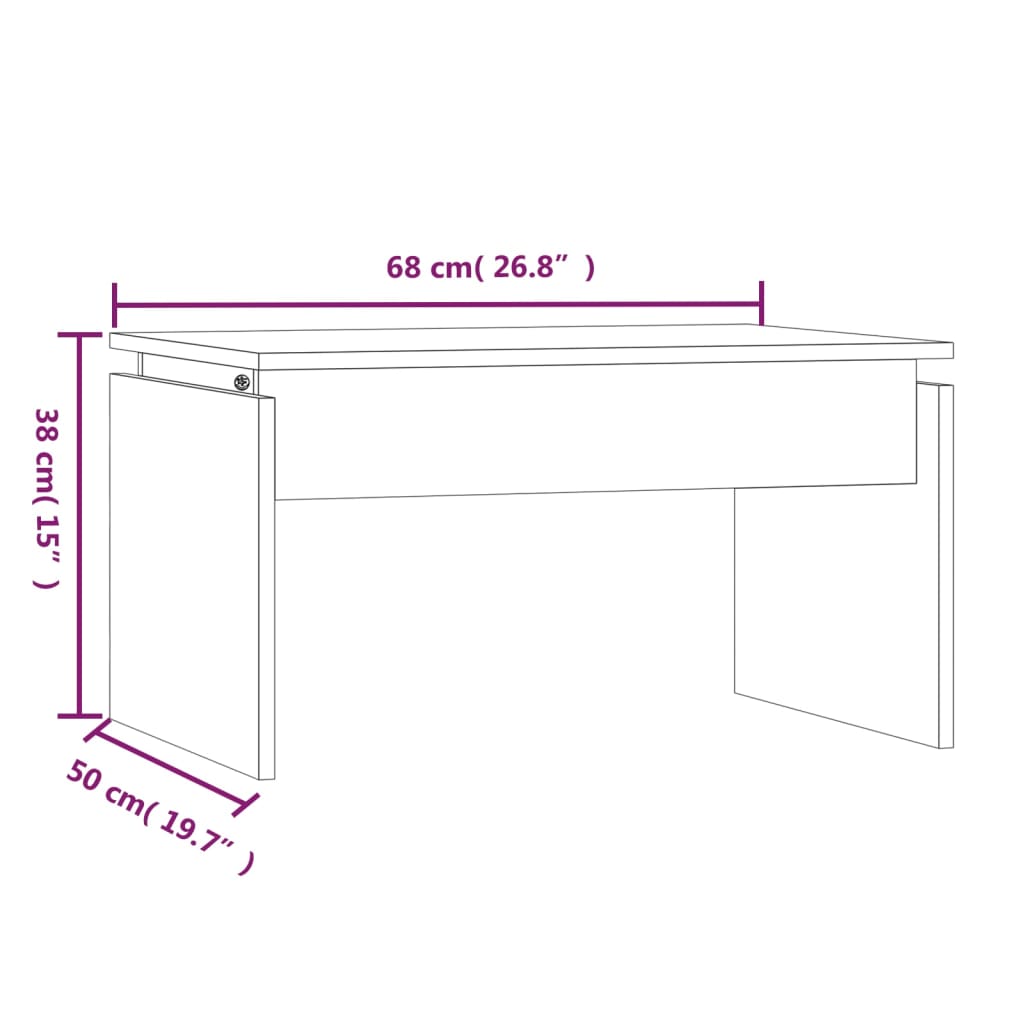 Salongbord brun eik 68x50x38 cm konstruert tre