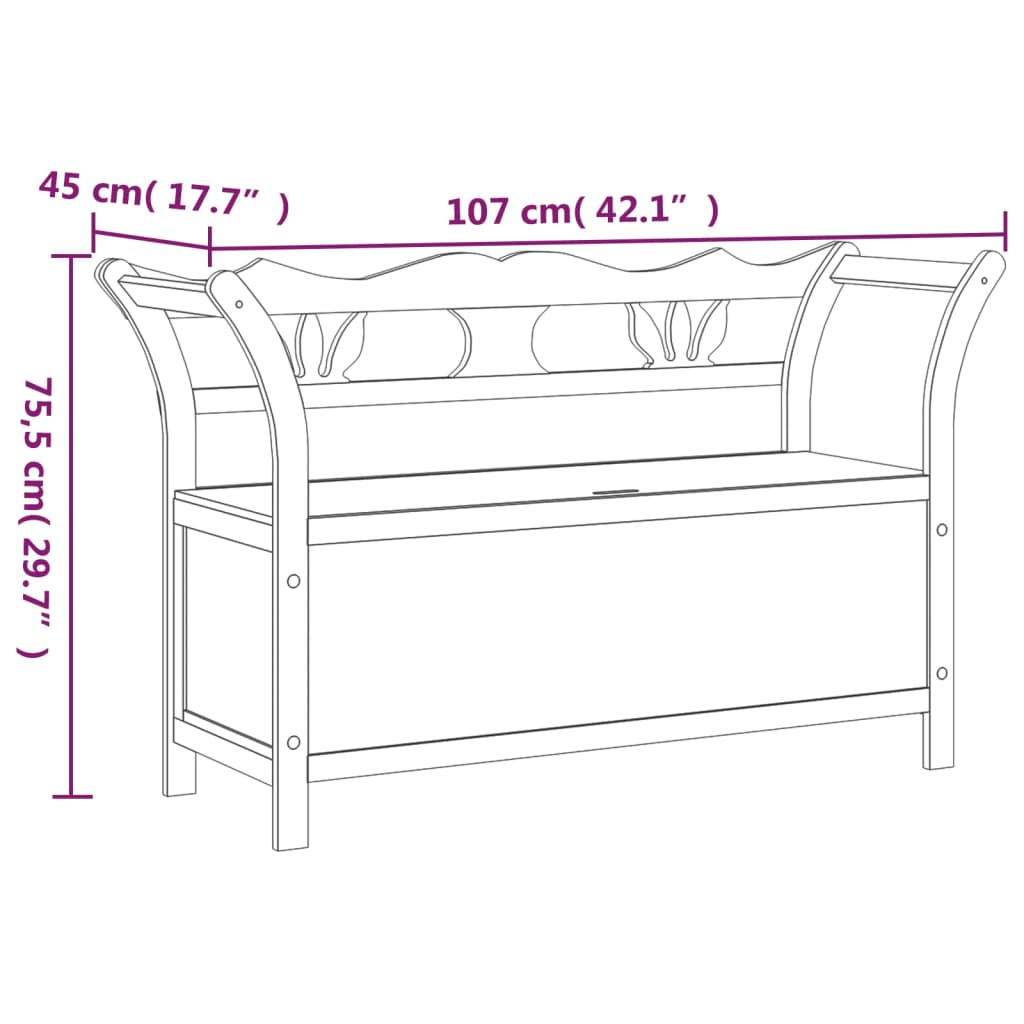 Benk grå 107x45x75,5 cm heltre gran