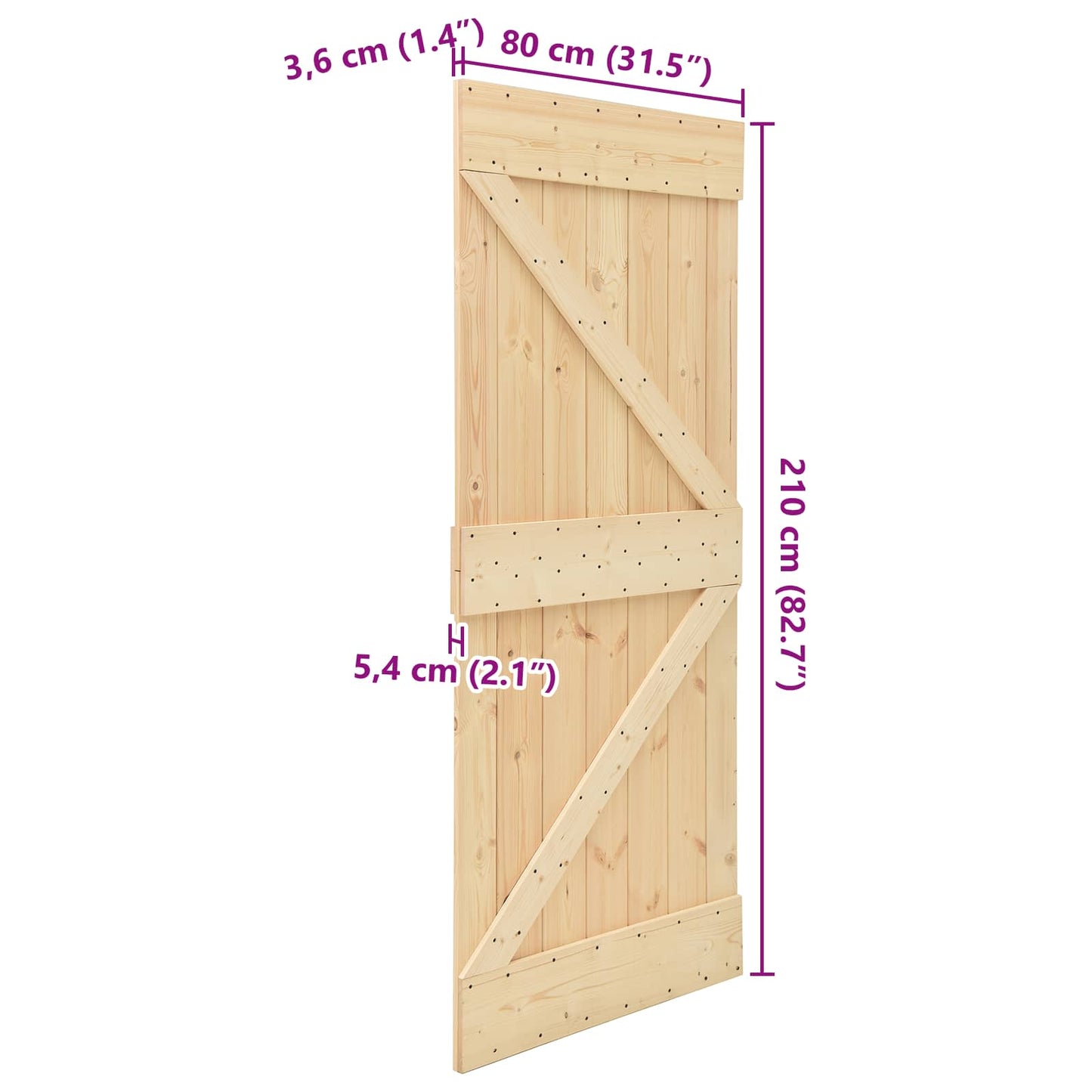 Dør NARVIK Naturlig 80 x 210 cm Massiv Furu Tre