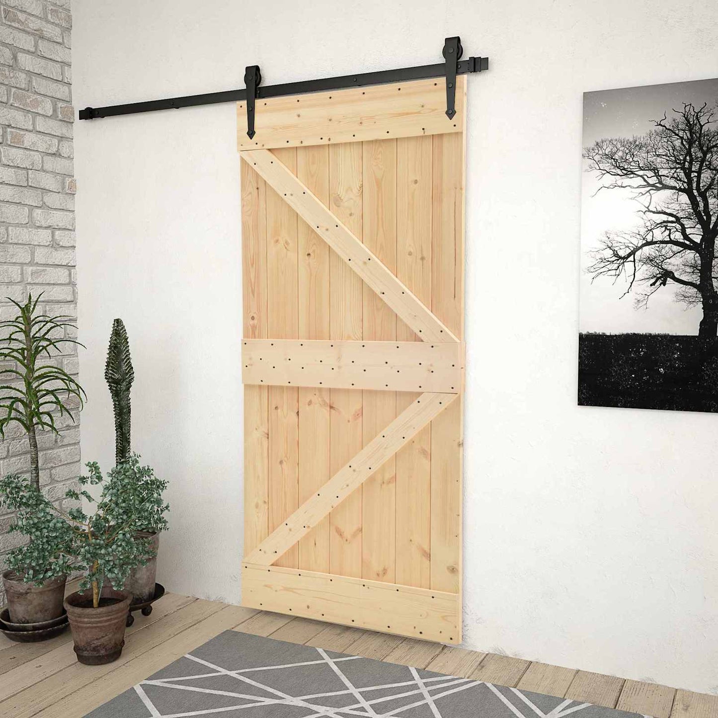 Dør NARVIK 100 x 210 cm Massiv Furu Tre (Ubehandlet) Naturlig