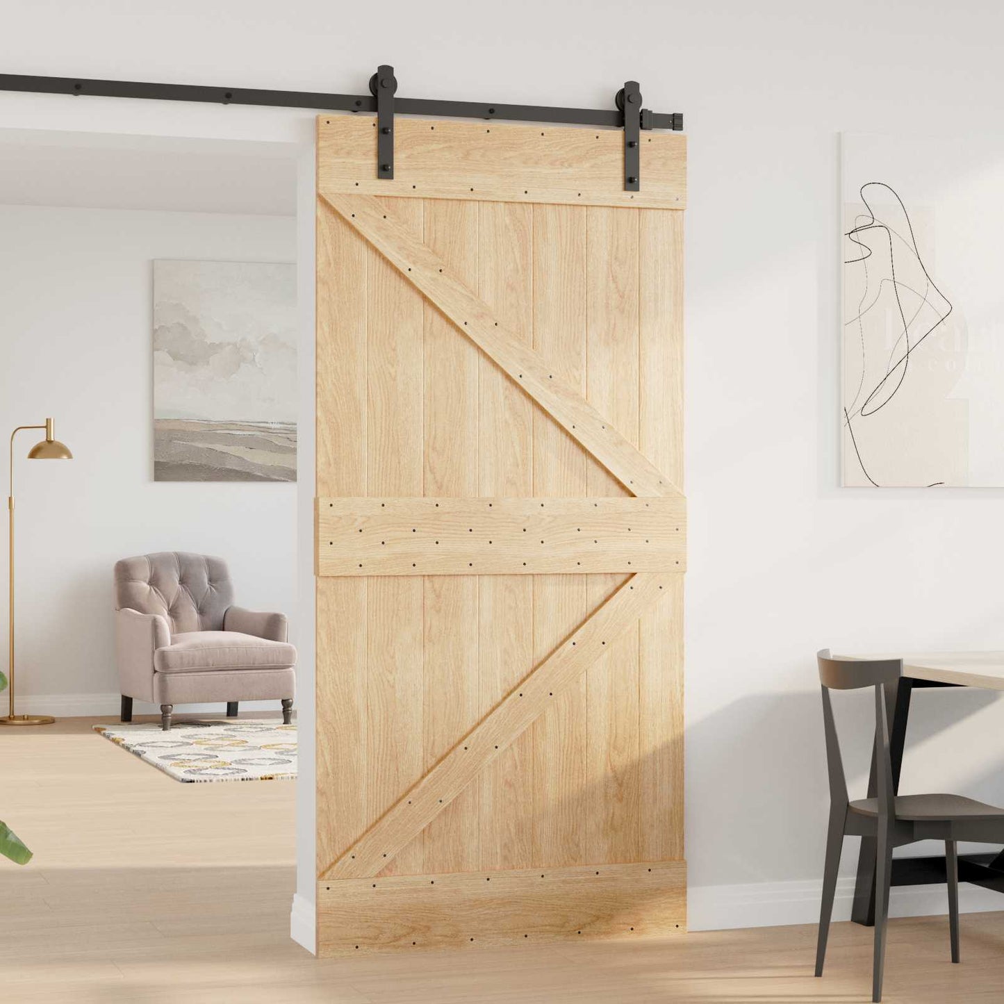 Dør NARVIK 100 x 210 cm Massiv Furu Tre (Ubehandlet) Naturlig