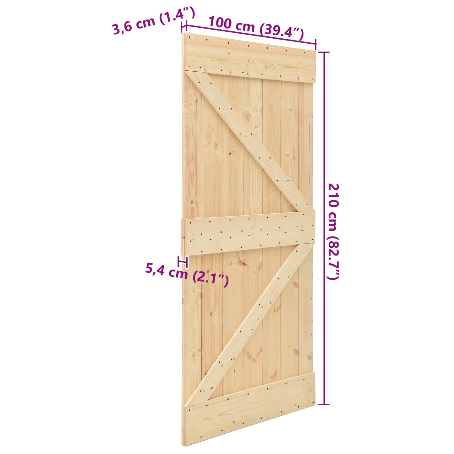 Dør NARVIK 100 x 210 cm Massiv Furu Tre (Ubehandlet) Naturlig