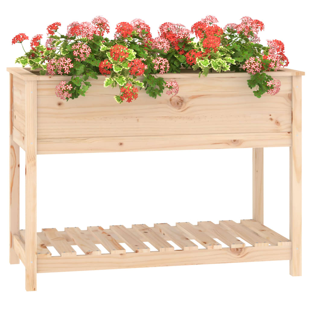 Plantekasse med hylle 111,5x54x81 cm heltre furu
