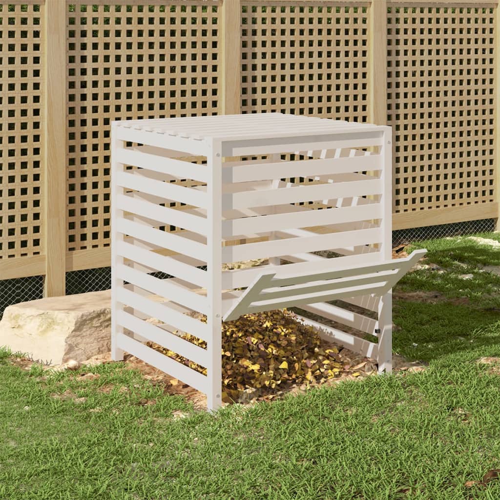 Kompostkasse hvid 82,5x82,5x99,5 cm heltre furu