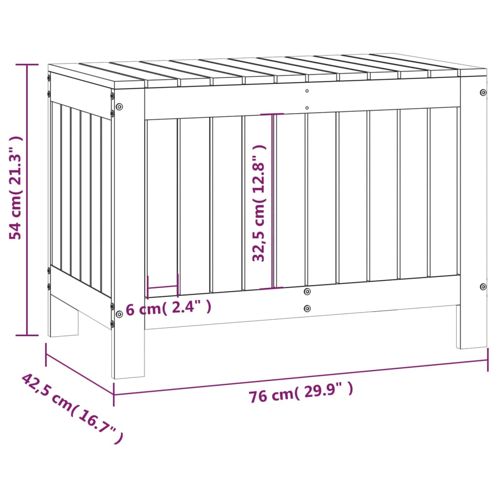 Putekasse svart 76x42,5x54 cm heltre furu