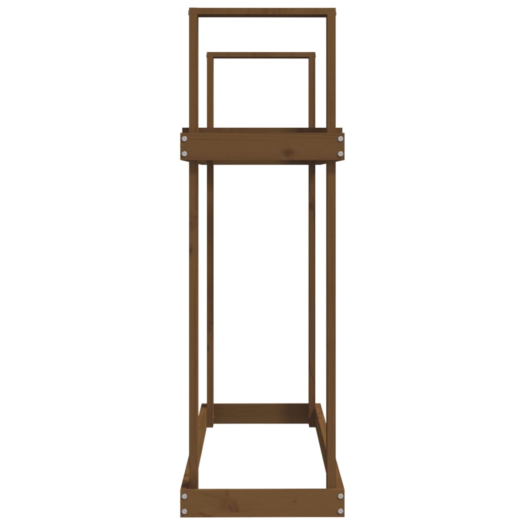 Vedstativ honningbrun 110x35x108,5 cm heltre furu