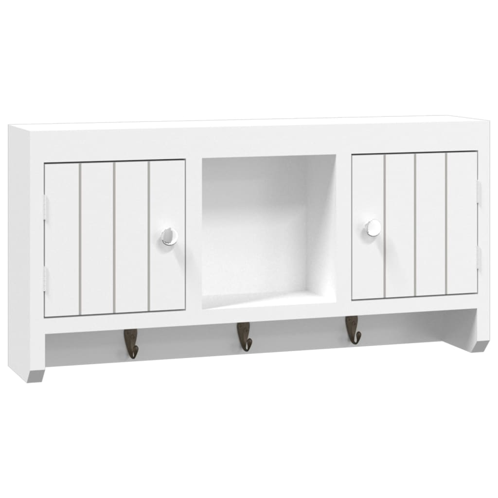 Nøkkelskap hvit 40x8,5x20 cm konstruert tre og stål