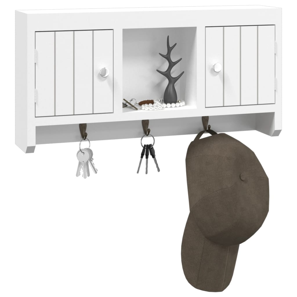 Nøkkelskap hvit 40x8,5x20 cm konstruert tre og stål