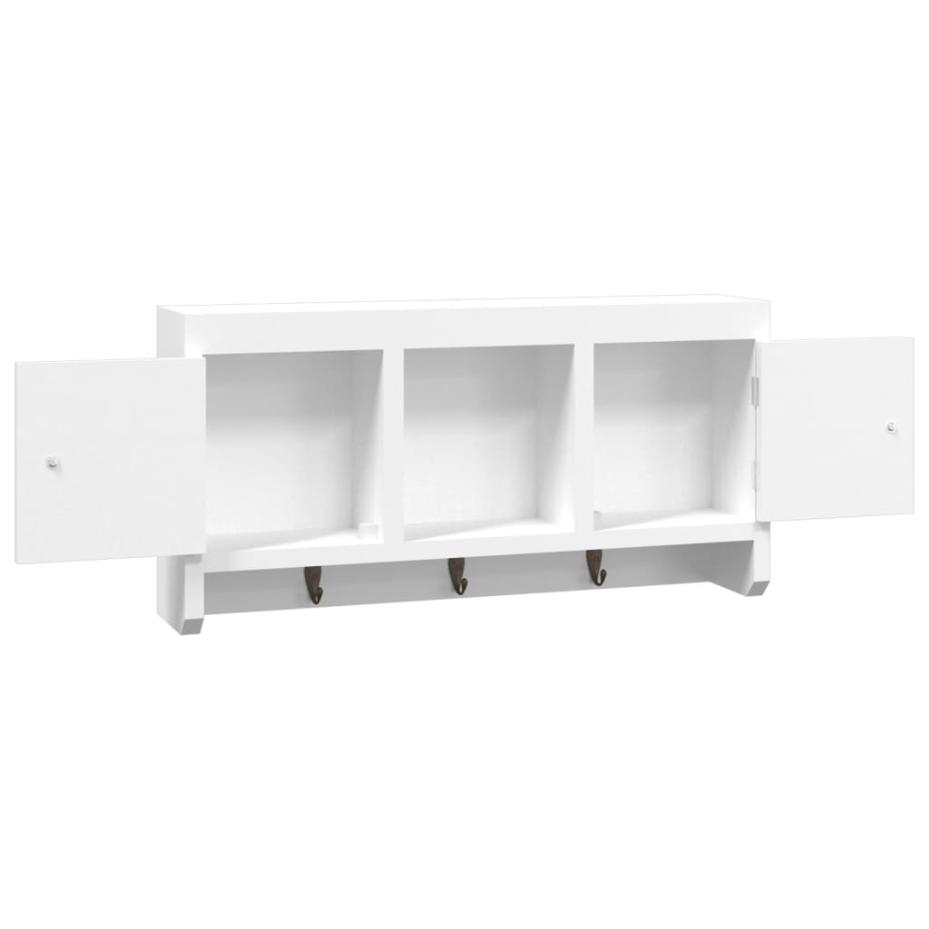 Nøkkelskap hvit 40x8,5x20 cm konstruert tre og stål