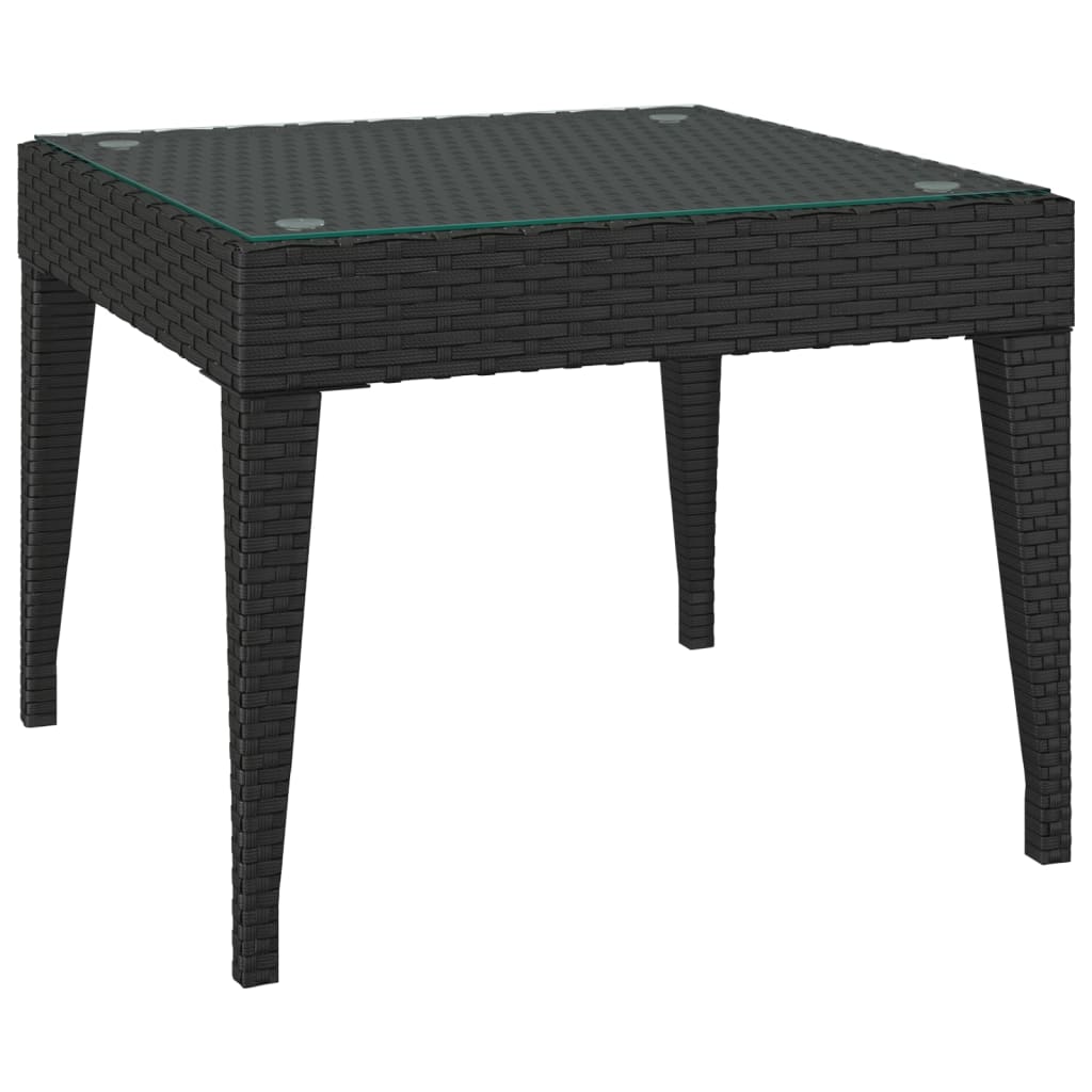 Sidebord svart 50x50x38 cm polyrotting og herdet glass