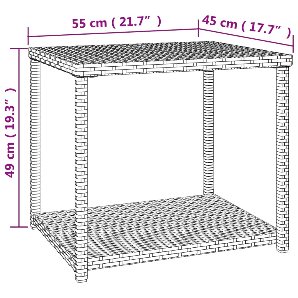Sidebord svart 55x45x49 cm polyrotting