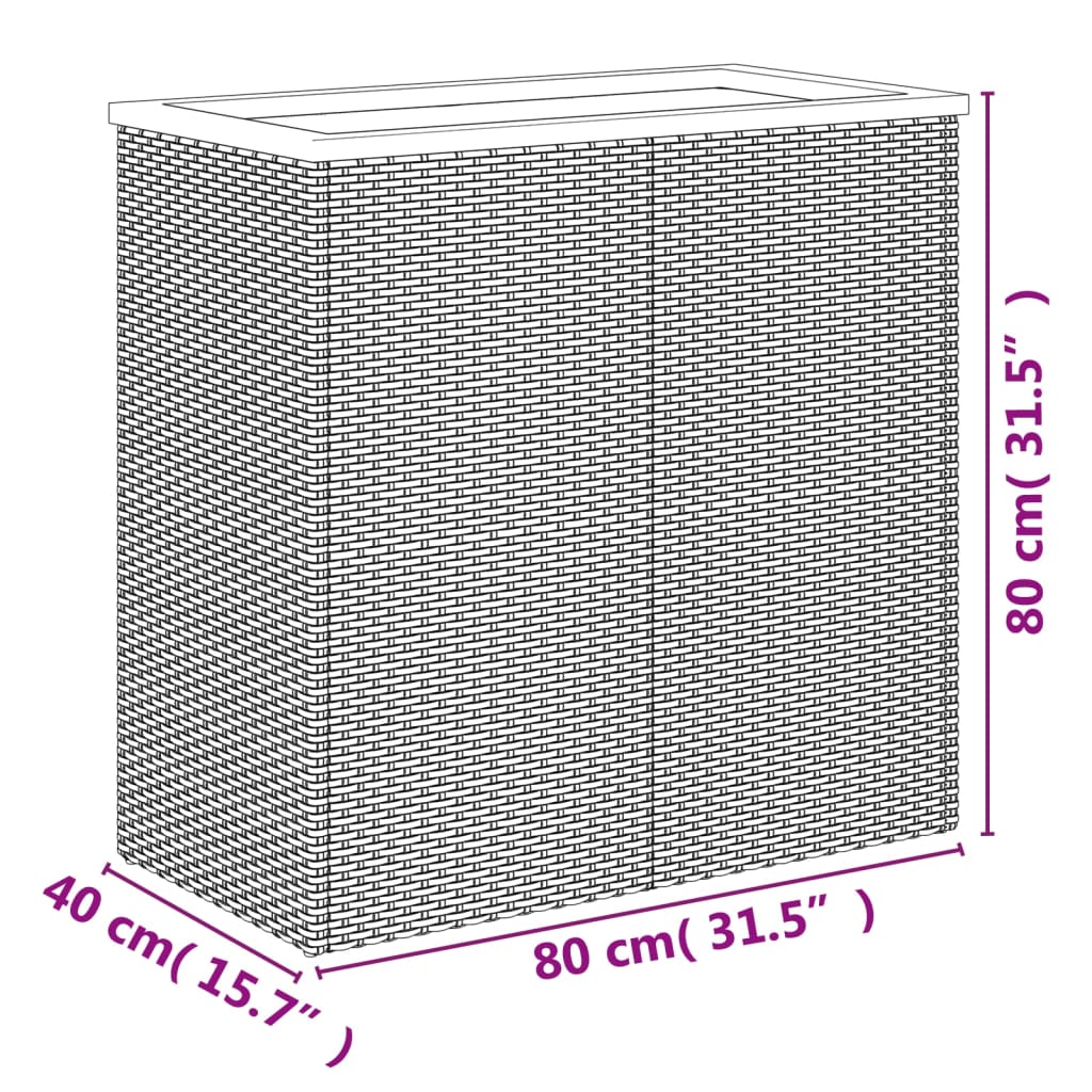 Plantekasse svart 80x40x80 cm polyrotting