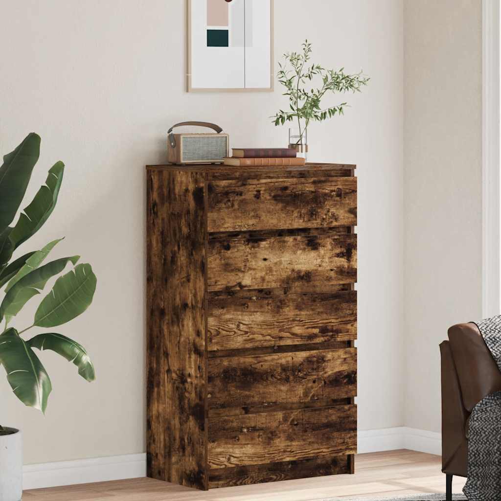Kommode røkt eik 60x36x103 cm konstruert tre