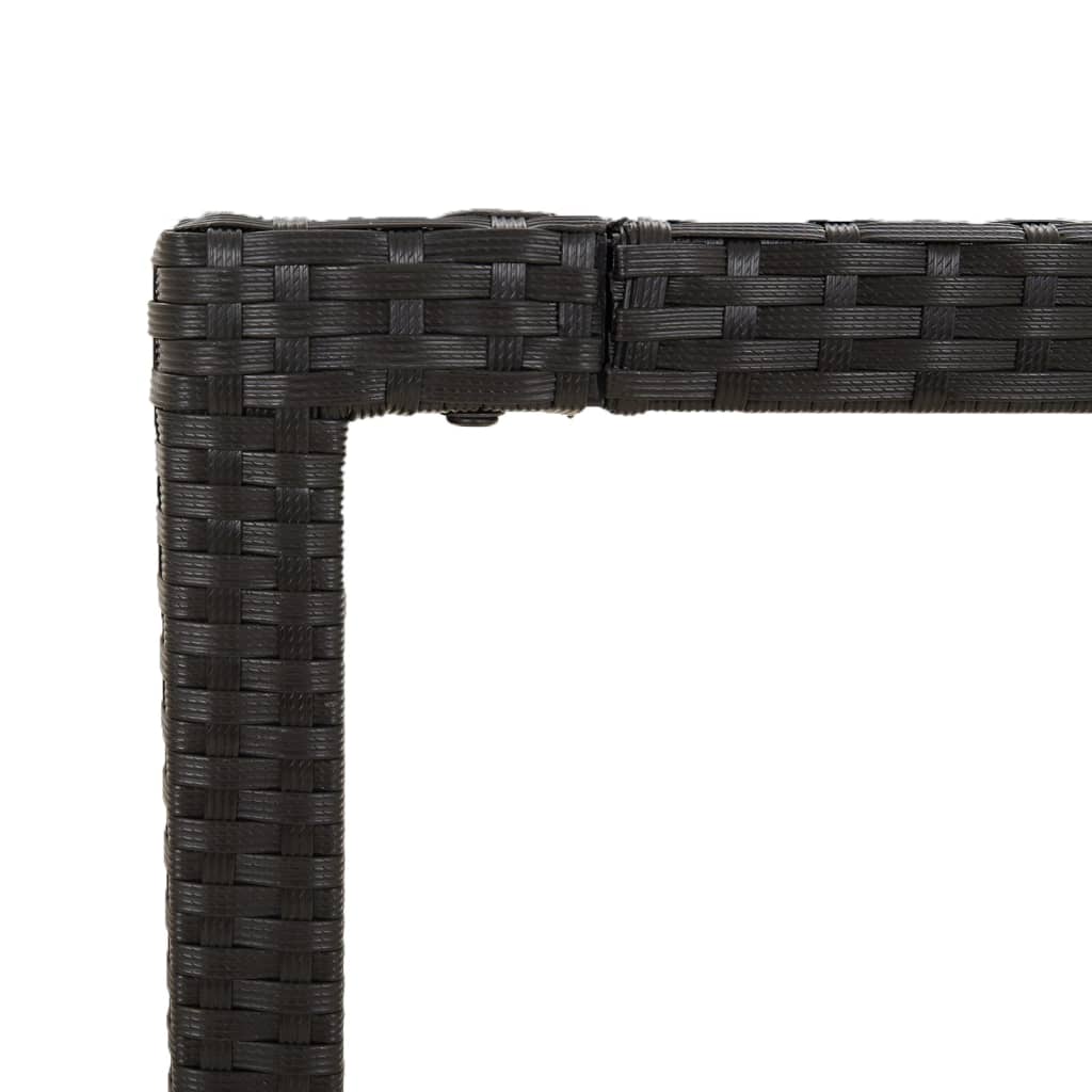 Hagebord med glassplate svart 150x90x75 cm polyrotting
