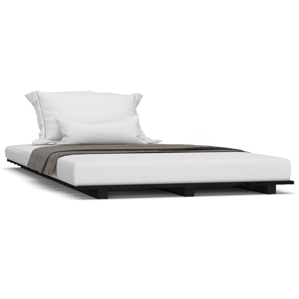 Sengeramme svart 75x190 cm heltre furu vidaXL