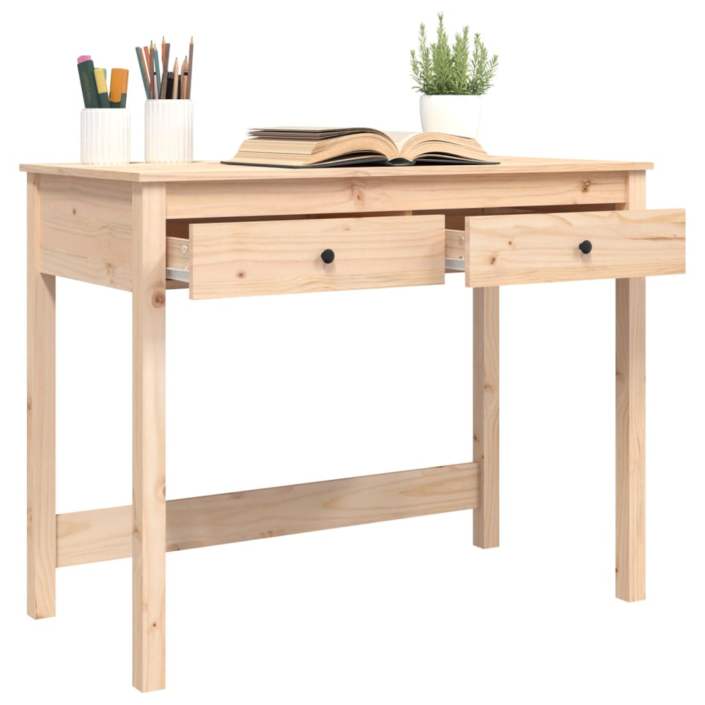 Skrivebord med skuffer 100x50x78 cm heltre furu