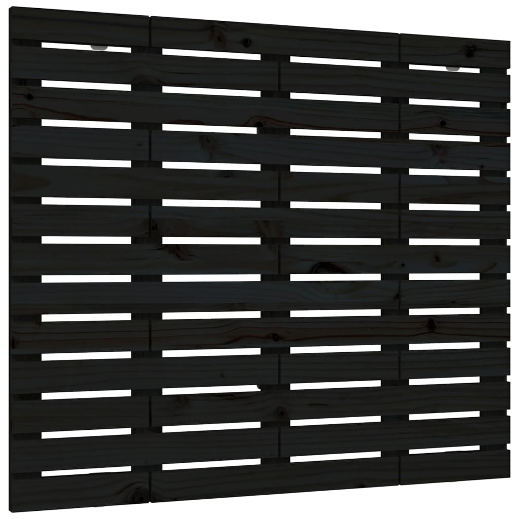 Veggmontert sengegavl svart 126x3x91,5 cm heltre furu