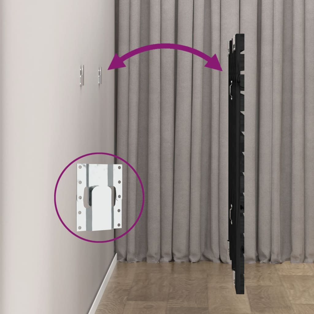 Veggmontert sengegavl svart 126x3x91,5 cm heltre furu