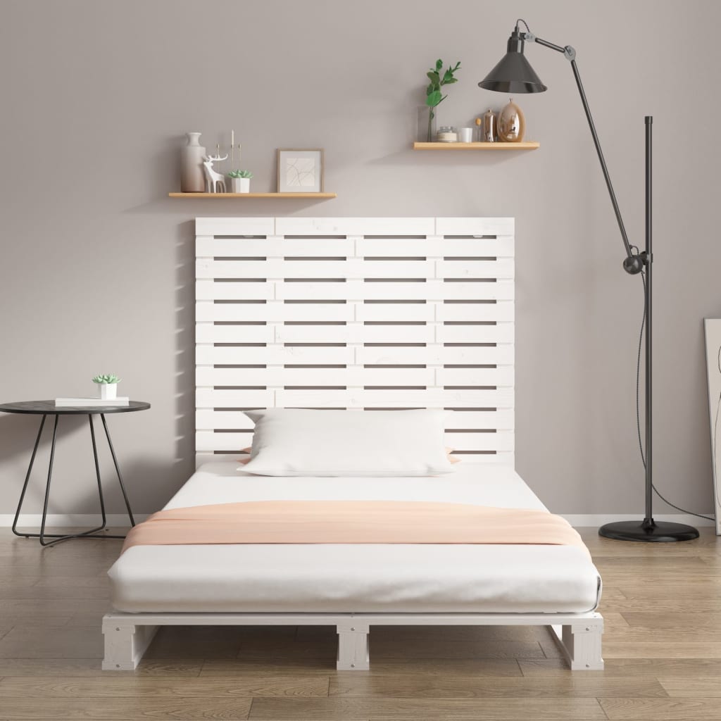 Veggmontert sengegavl hvit 141x3x91,5 cm heltre furu