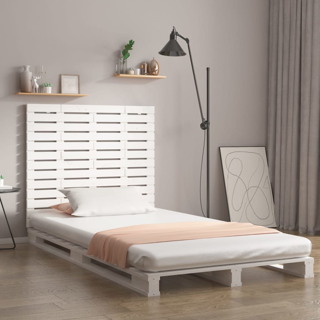 Veggmontert sengegavl hvit 141x3x91,5 cm heltre furu