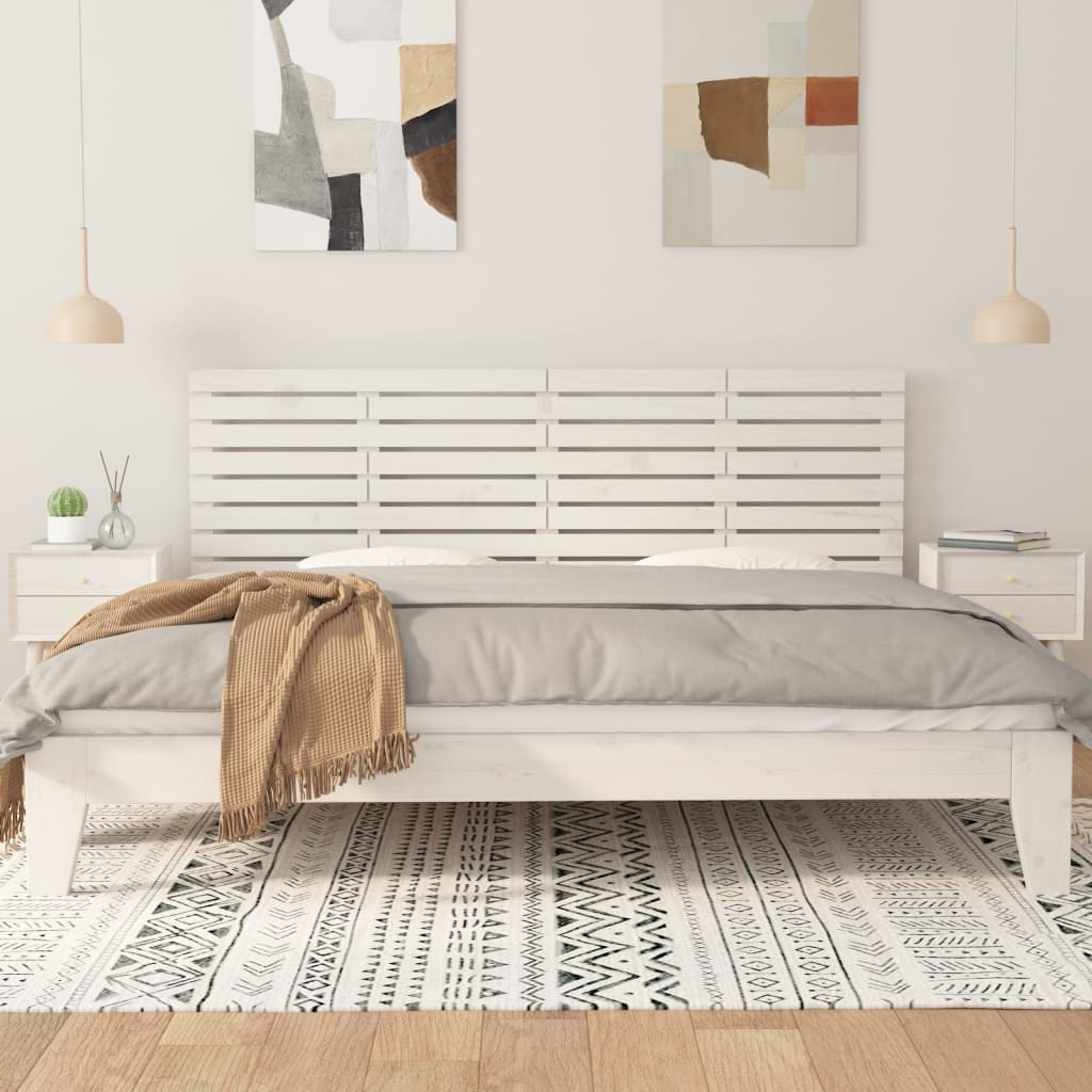 Veggmontert sengegavl hvit 206x3x63 cm heltre furu