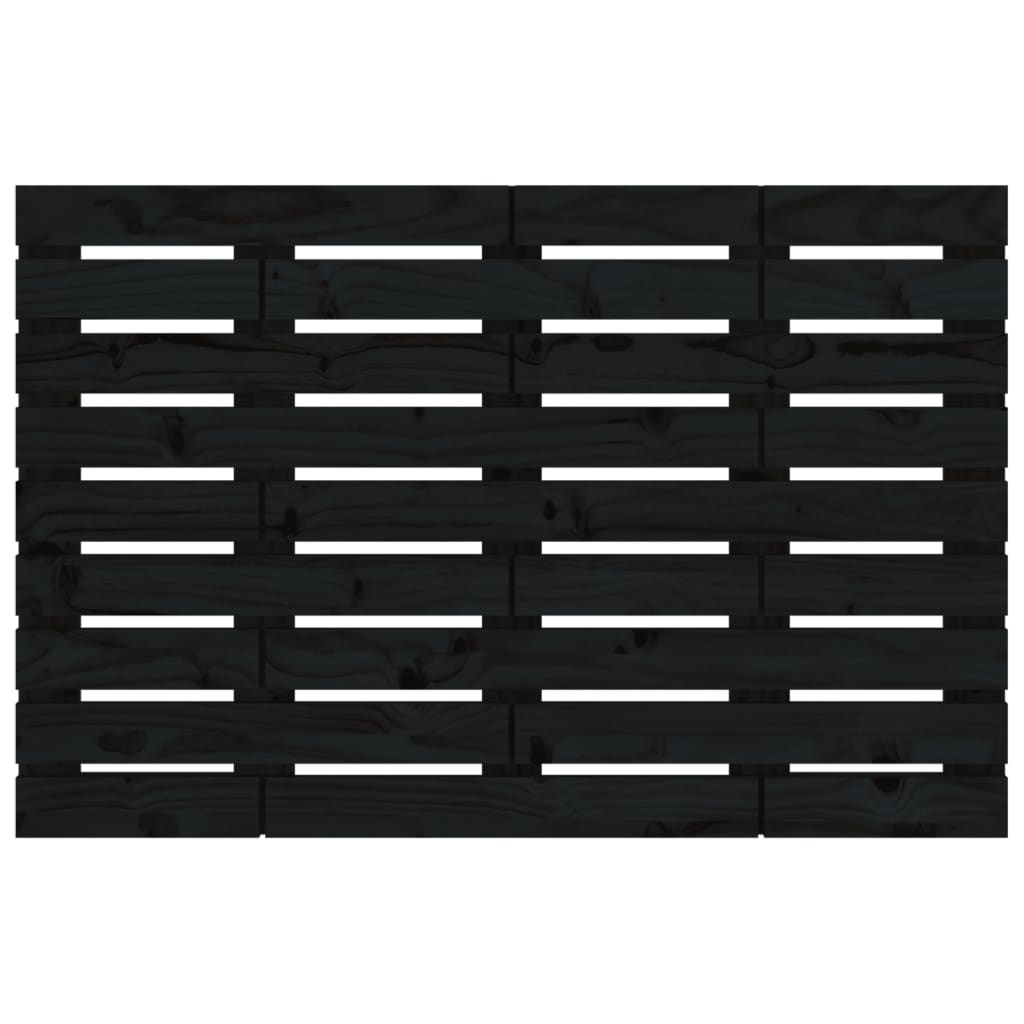 Veggmontert sengegavl svart 96x3x63 cm heltre furu