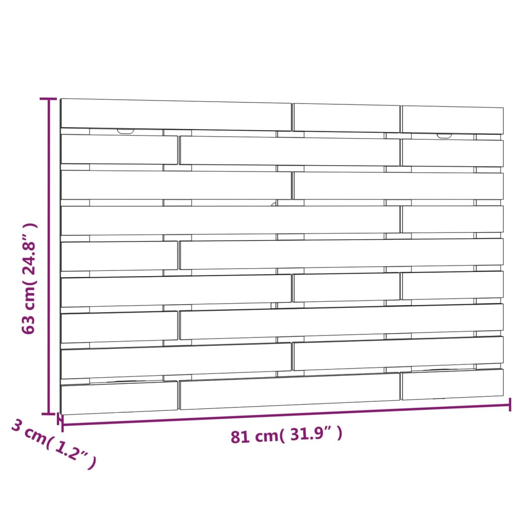 Veggmontert sengegavl hvit 81x3x63 cm heltre furu