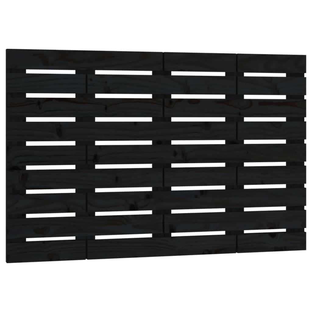Veggmontert sengegavl svart 81x3x63 cm heltre furu