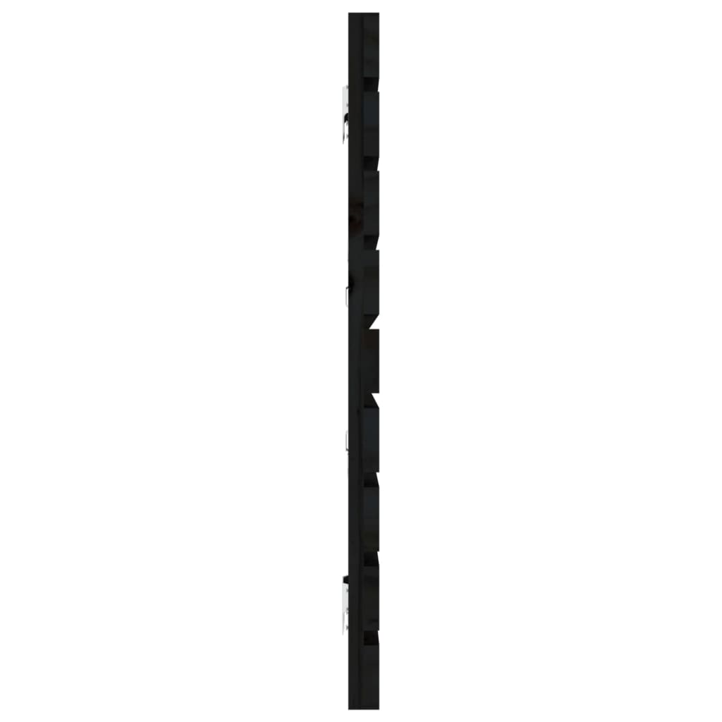 Veggmontert sengegavl svart 166x3x63 cm heltre furu