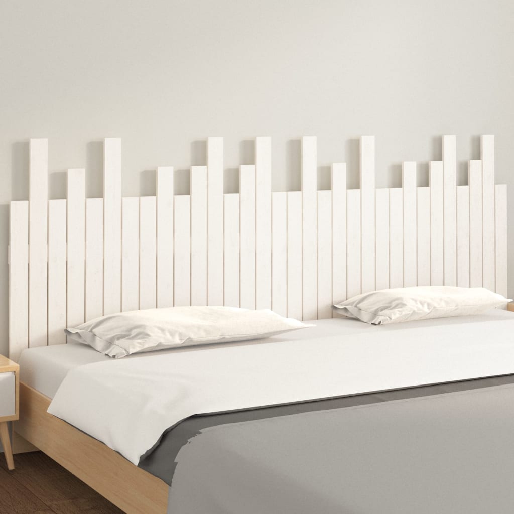 Veggmontert sengegavl hvit 204x3x80 cm heltre furu