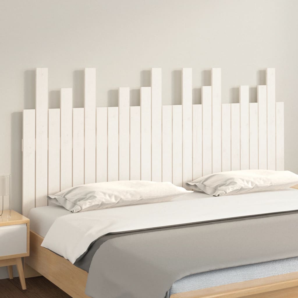 Veggmontert sengegavl hvit 159,5x3x80 cm heltre furu