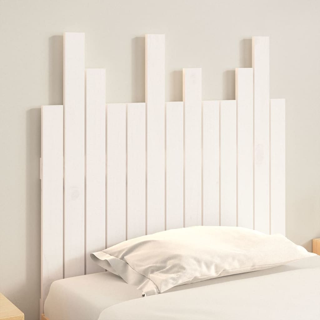 Veggmontert sengegavl hvit 82,5x3x80 cm heltre furu