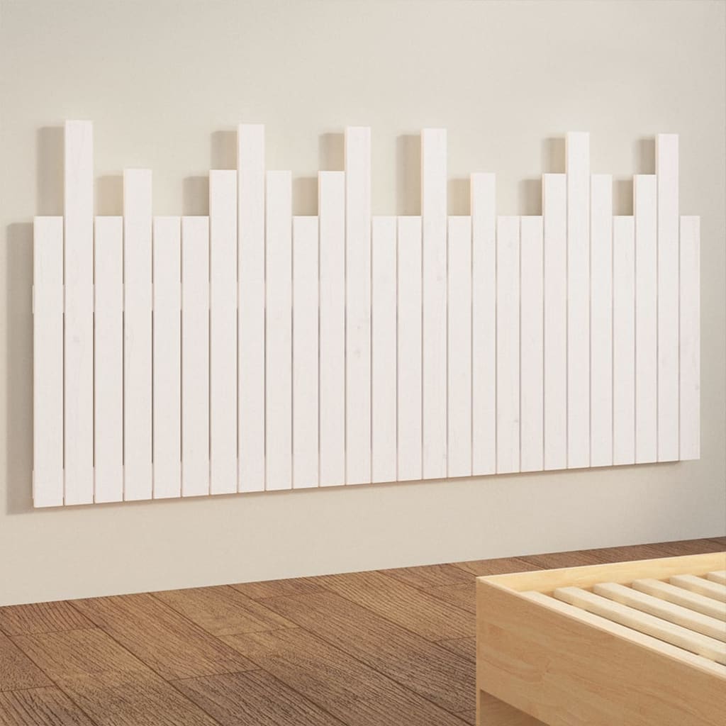 Veggmontert sengegavl hvit 166x3x80 cm heltre furu