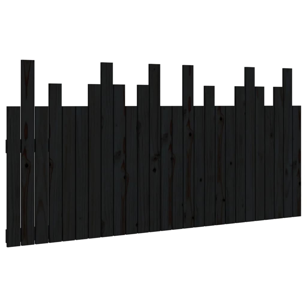 Veggmontert sengegavl svart 166x3x80 cm heltre furu