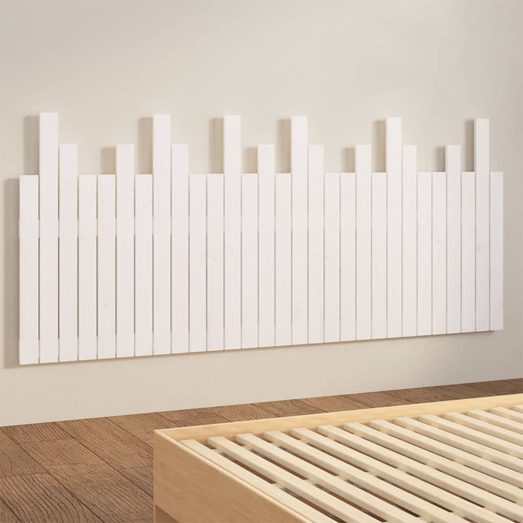 Veggmontert sengegavl hvit 185x3x80 cm heltre furu