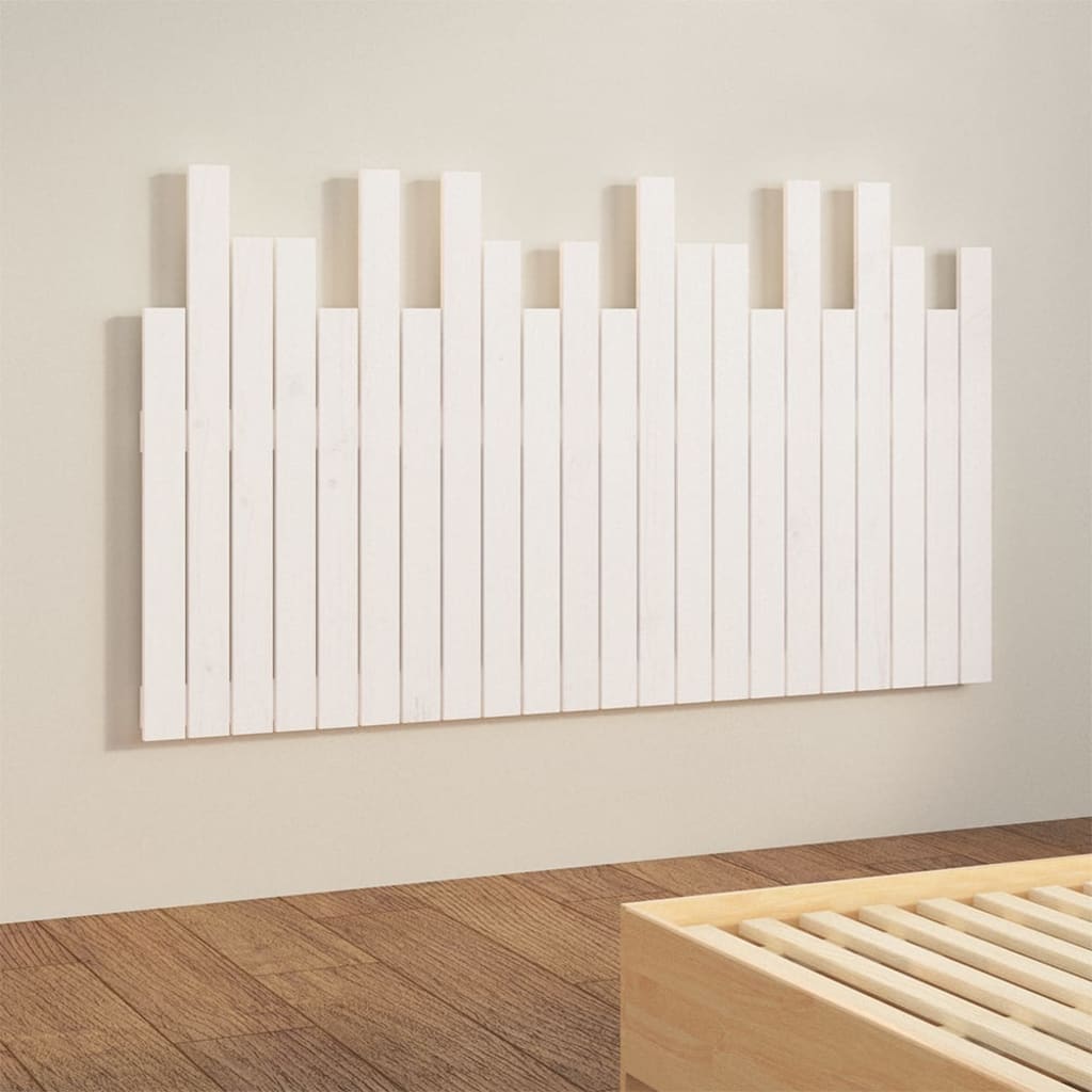 Veggmontert sengegavl hvit 140x3x80 cm heltre furu