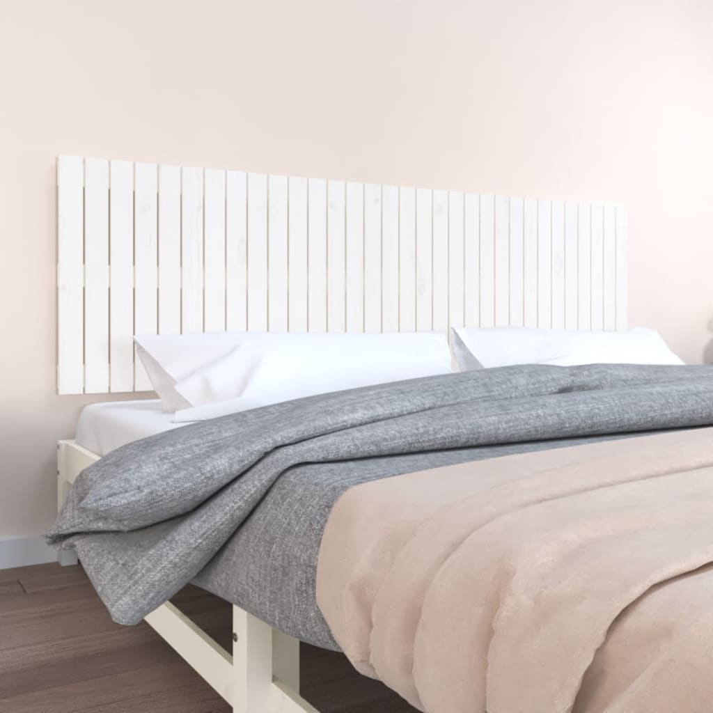 Veggmontert sengegavl hvit 204x3x60 cm heltre furu
