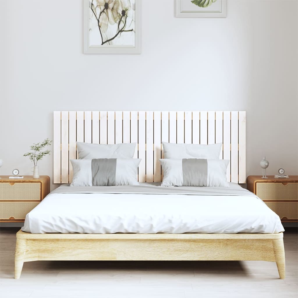 Veggmontert sengegavl hvit 159,5x3x60 cm heltre furu